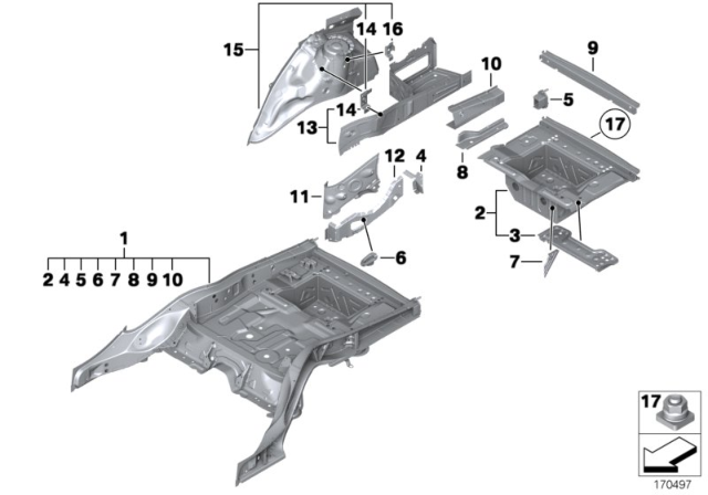 2014 BMW 740i Floor Panel Trunk / Wheel Housing Rear Diagram
