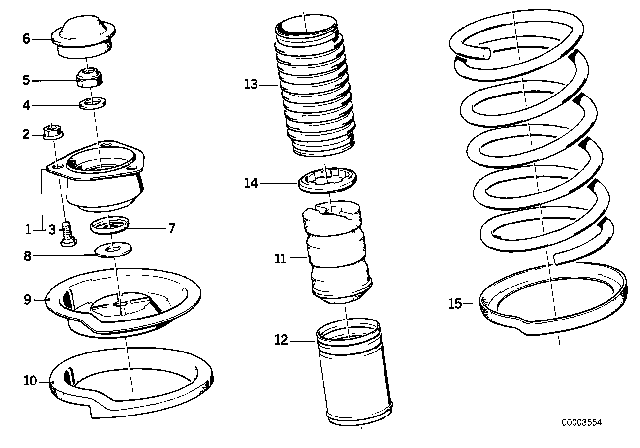 1987 BMW 325i Guide Support / Spring Pad / Attaching Parts Diagram