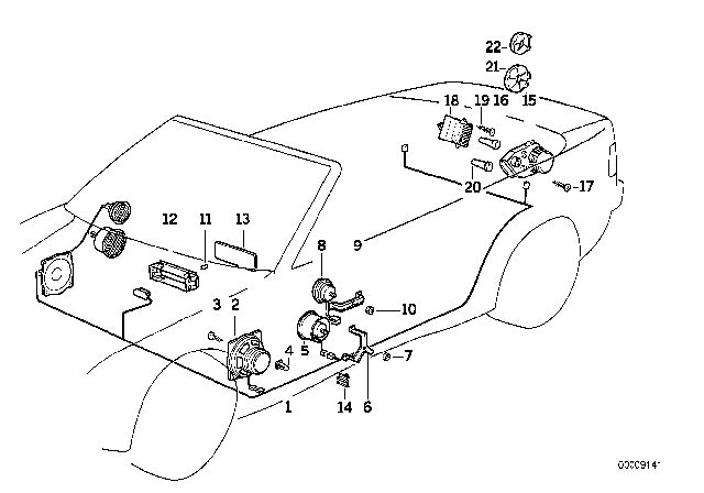 1993 BMW 325i Single Components HIFI System Diagram