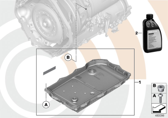 2016 BMW 640i Fluid Change Kit, Automatic Transmission Diagram