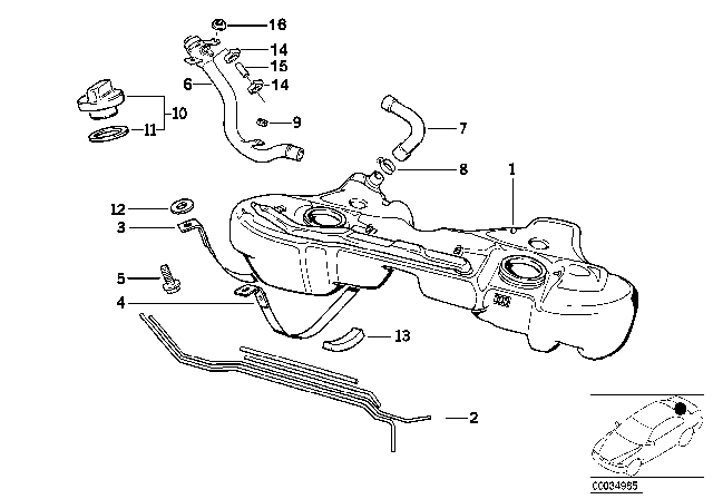 1997 BMW 328is Plastic Fuel Tank Diagram for 16111183062