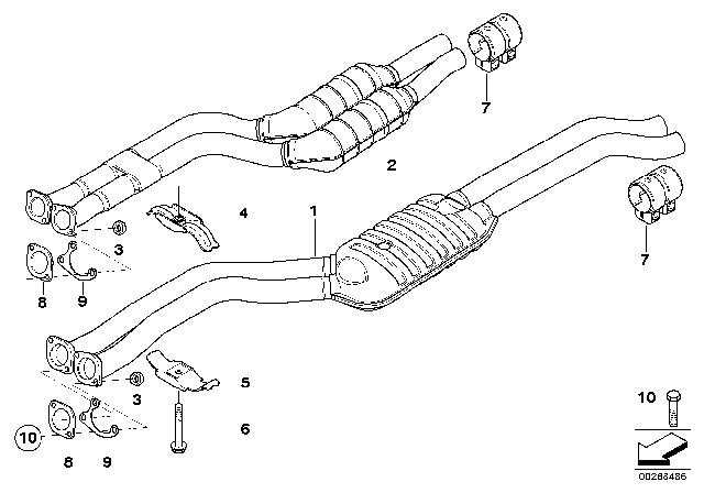2001 BMW 325i Catalytic Converter / Front Silencer Diagram