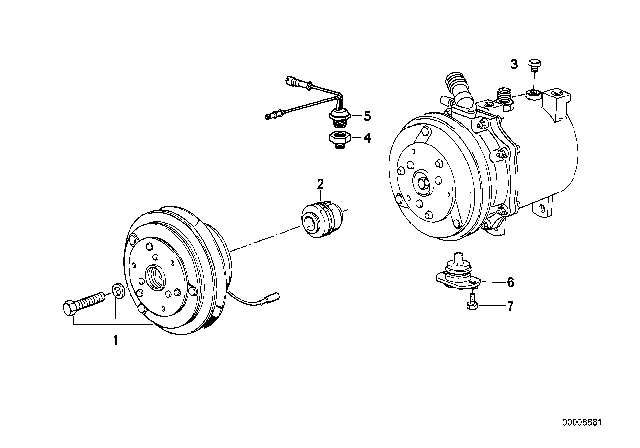 1992 BMW 735iL Magnetic Clutch Diagram for 64528350062