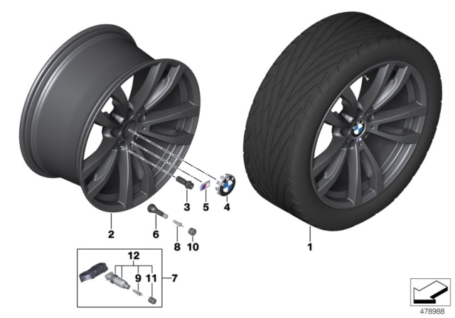 2018 BMW X5 Disc Wheel Light Alloy Jet Bl.Solenoid.Paint Diagram for 36118064894