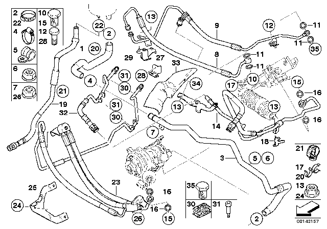2006 BMW 550i Power Steering / Oil Pipe Diagram 2