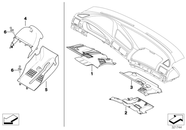 2001 BMW 740i Instrument Carrier / Mounting Parts Diagram