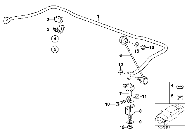 1994 BMW 325i Stabilizer Link Diagram for 31351130075
