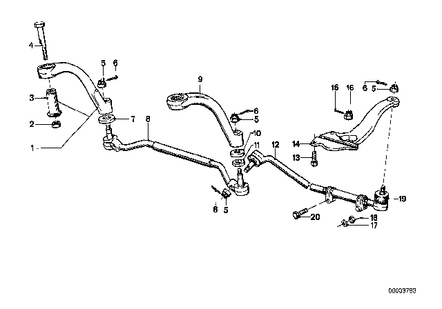 1982 BMW 633CSi Steering Linkage / Tie Rods Diagram 1