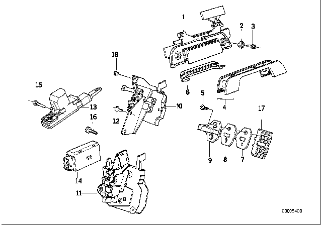 1992 BMW 525i Locking System, Door Diagram 3