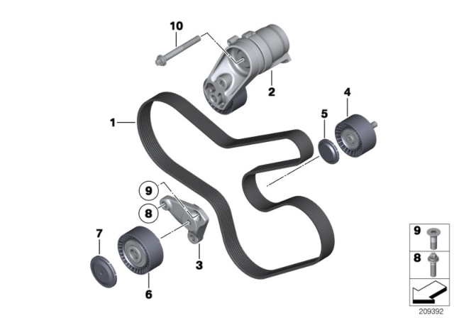 2014 BMW 640i Belt Drive-Alternator / AC / Power Steering Diagram