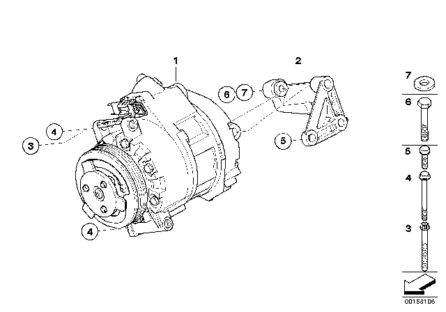 2007 BMW X5 Air Conditioning Compressor Without Magnetic Coupling Diagram for 64509121760
