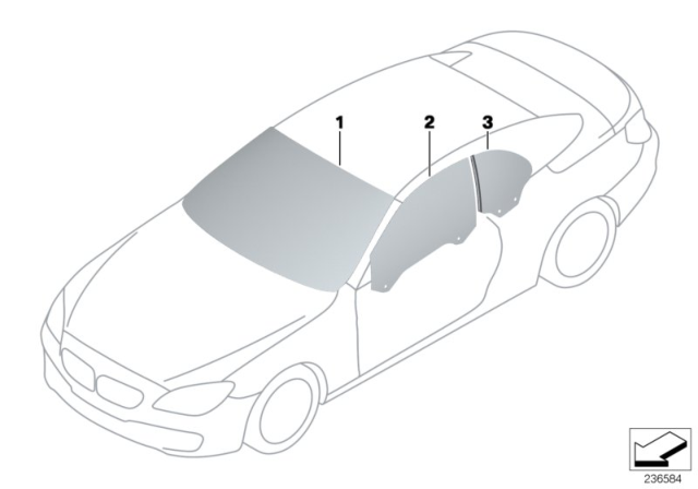 2012 BMW 640i Glazing Diagram
