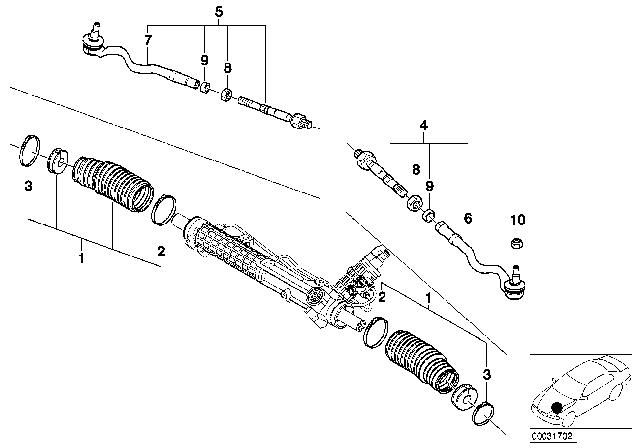 2001 BMW 325i Steering Linkage / Tie Rods Diagram