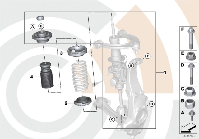 2015 BMW 640i Repair Kit, Support Bearing Diagram