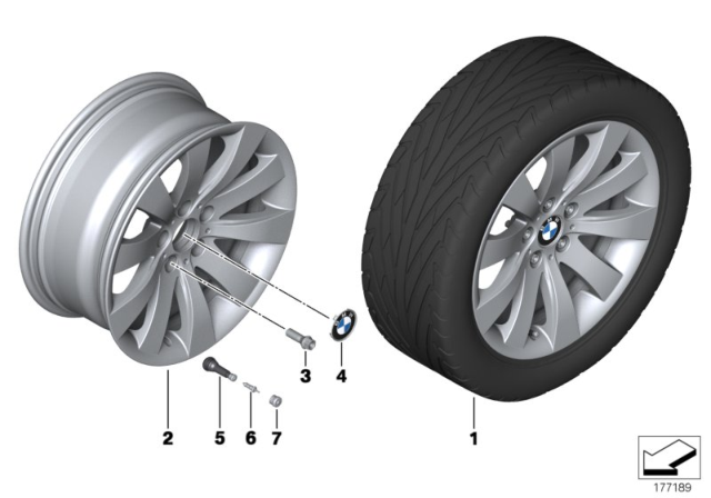 2012 BMW 740i BMW LA Wheel, Star Spoke Diagram 1