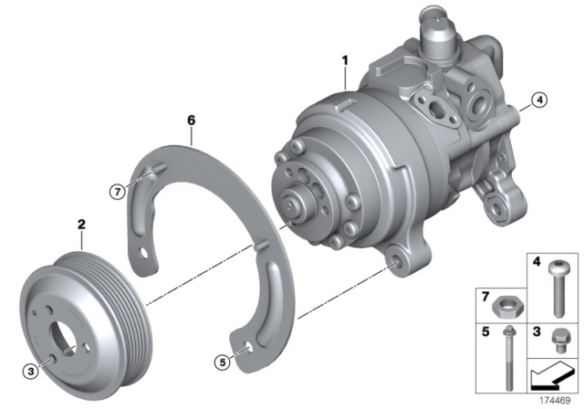 2014 BMW X6 Power Steering Pump Diagram for 32416796456