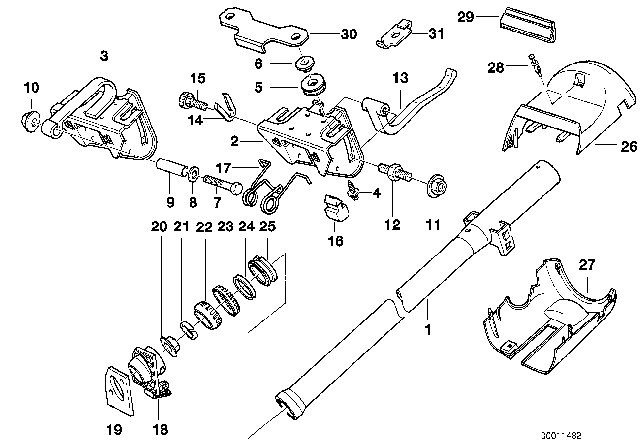 1995 BMW 325i Vertically Adjustable Steering Column Diagram