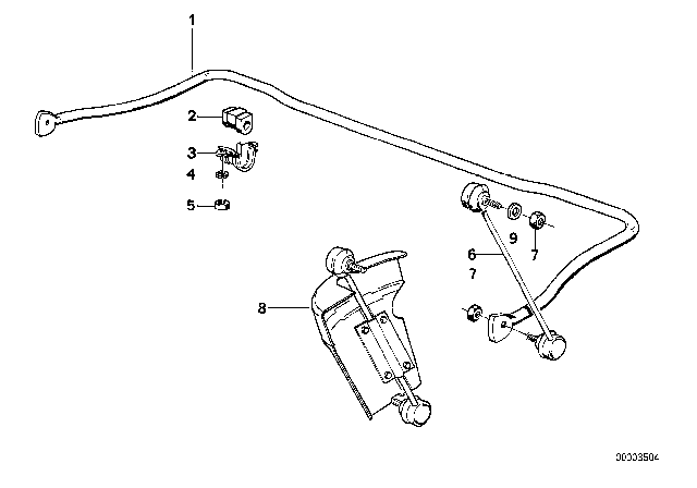 1992 BMW 750iL Stabilizer Rubber Mounting Diagram for 31351132786