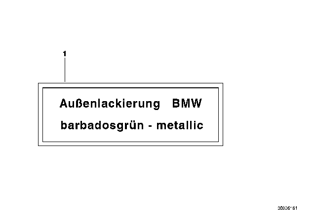 1982 BMW 633CSi Label Outer Paint Metallic Diagram