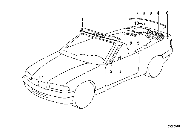 1995 BMW 325i Interior Body Trim Panel Diagram