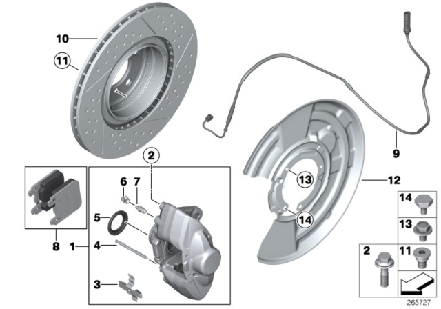 2015 BMW 428i M Performance Rear Wheel Brake - Replacement Diagram