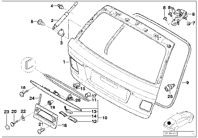 2005 BMW 325i Single Components For Trunk Lid Diagram