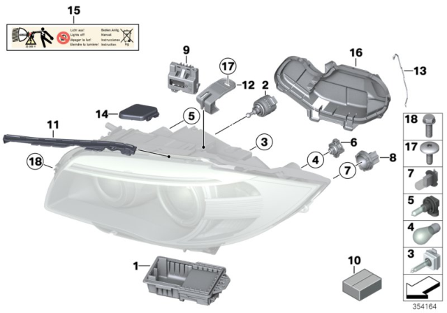 2008 BMW 135i Single Parts, Headlight Diagram 2