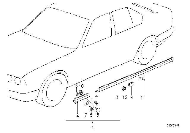1988 BMW 325i Cover Door Sill / Wheel Arch Diagram