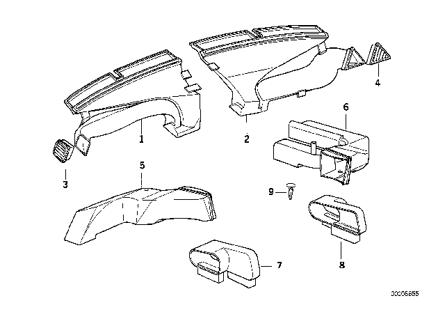 1993 BMW 325i Outflow Nozzles / Covers Diagram