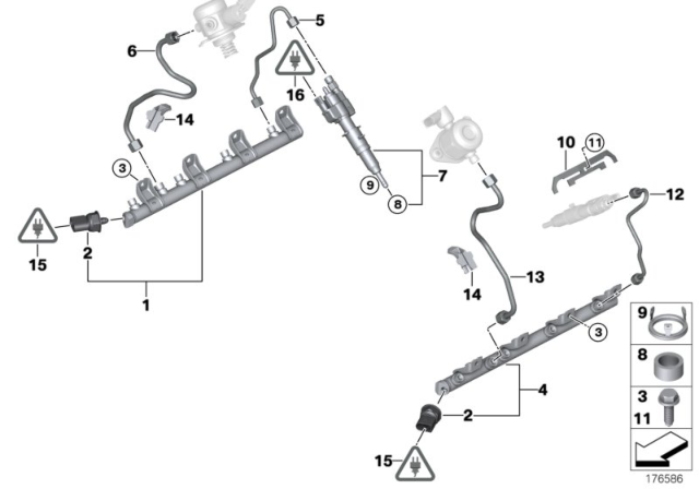 2012 BMW 550i High-Pressure Rail / Injector / Line Diagram