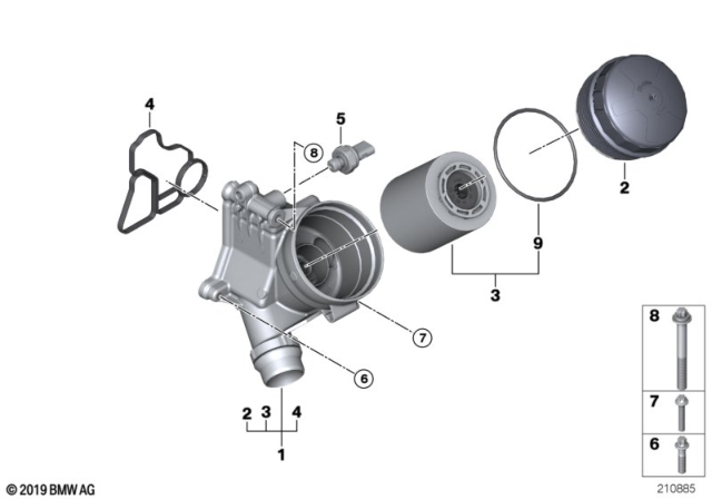 2009 BMW 135i Lubrication System - Oil Filter Diagram 1