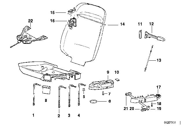 1993 BMW 318is Single Parts Of Front Seat Controls Diagram 2