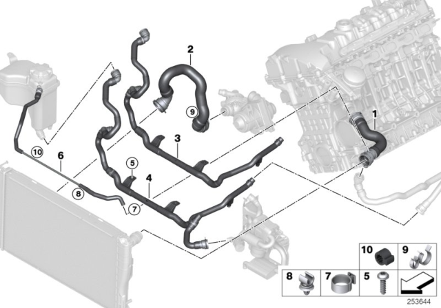 2009 BMW 135i Cooling System - Water Hoses Diagram 1