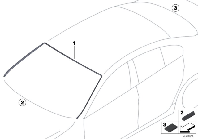 2012 BMW 640i Glazing, Mounting Parts Diagram