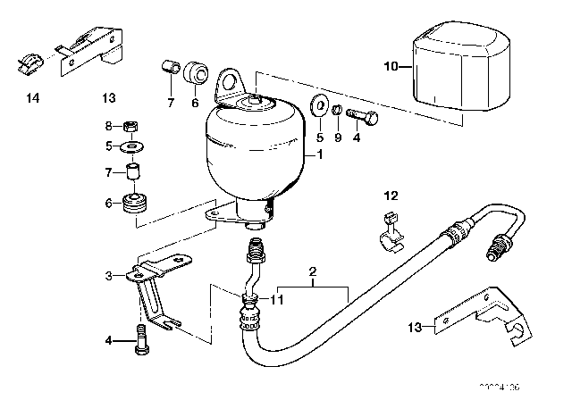 1982 BMW 633CSi Levelling Device / Pressure Accumulator Diagram
