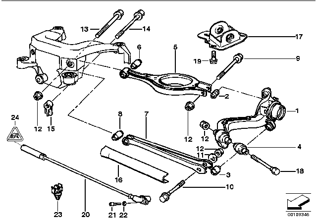 1996 BMW 318is Rear Axle Support / Wheel Suspension Diagram