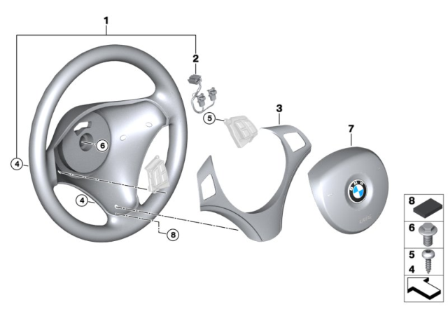 2008 BMW 135i Airbag Sports Steering Wheel Diagram 2