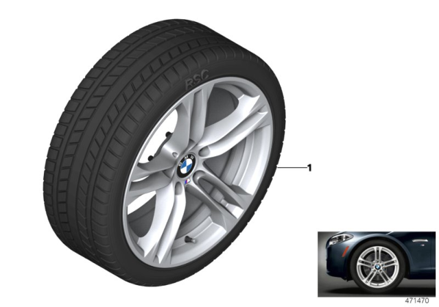 2011 BMW 550i Winter Wheel With Tire M Double Spoke Diagram
