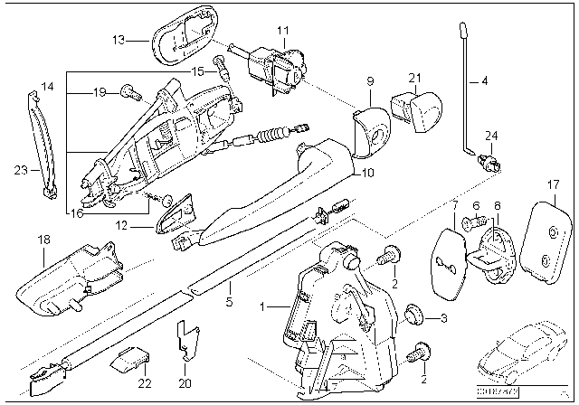2003 BMW 325i Motor Actuator Door Lock, Left Diagram for 51217011241
