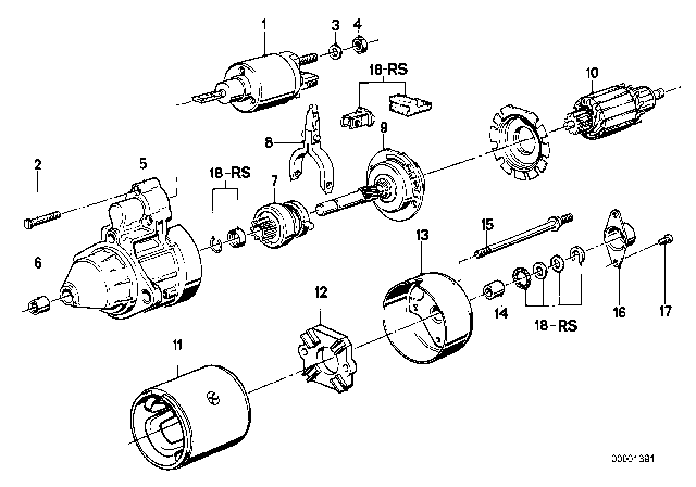 1988 BMW 325i Starter Parts Diagram