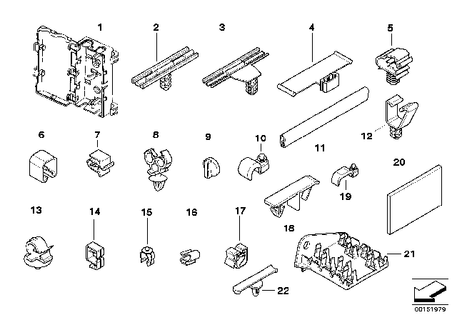 2001 BMW 325i Various Cable Holders Diagram