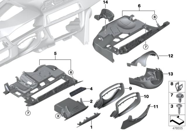 2016 BMW 428i Mounting Parts, Instrument Panel Diagram 1