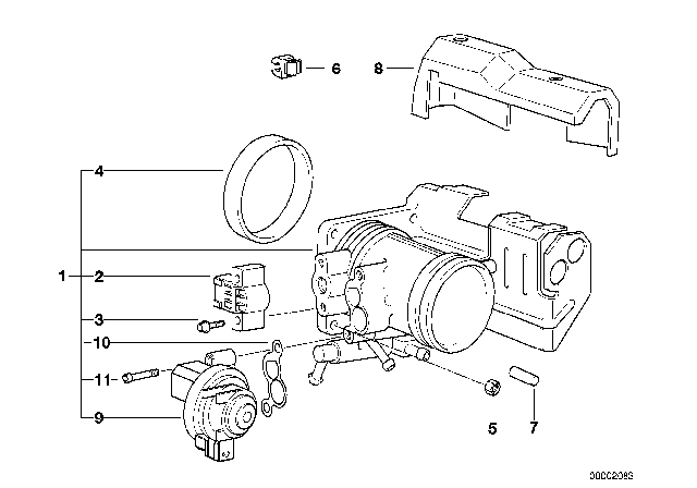 1998 BMW Z3 Throttle Body Diagram for 13541247756
