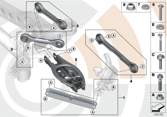2012 BMW 135i Repair Kits, Control Arms And Struts Diagram