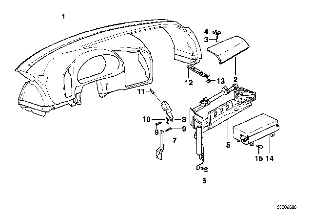 1992 BMW 325i Dashboard Covering / Passenger's Airbag Diagram