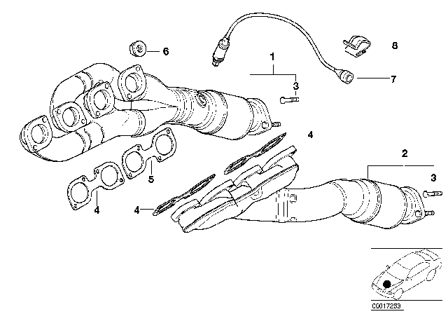 2001 BMW 740iL Exhaust Manifold With Catalyst Diagram