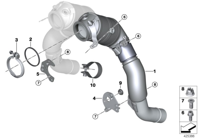 2016 BMW X6 M Exchange Catalytic Converter Close To Engine Diagram for 18327847985