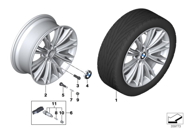 2018 BMW 330i BMW LA Wheel, Individual, V-Spoke Diagram 2
