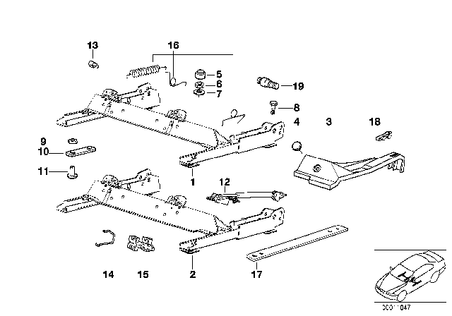 1996 BMW 318is Front Seat Rail Diagram 4