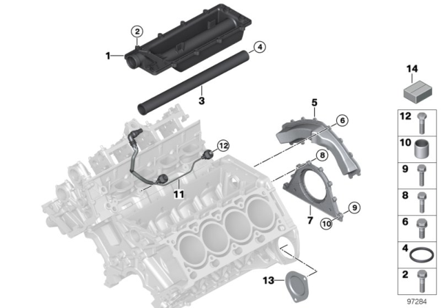 2008 BMW 550i Engine Block & Mounting Parts Diagram 2